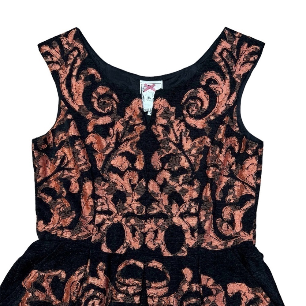 Anthropologie | Yoanna Baraschi Damask Paisley Dress Black Orange, Size 4 - Picture 6 of 8